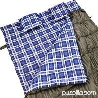BigFoot Outdoor "LumberJack" Water Resistant Sleeping Bag - Free Stuff Sack (Blue Flannel, Double; 43 Fahrenheit; 6lbs; 300g/m2 insulation)   